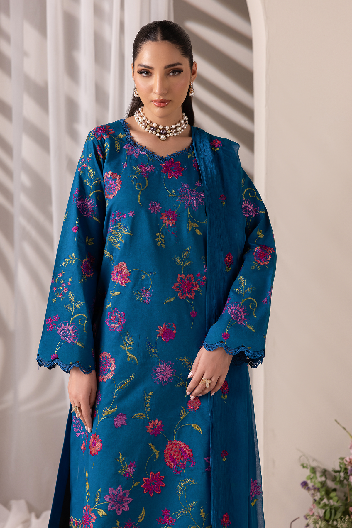 Rajbari | Premium Edition | Embroidered Chiffon Dopatta 11 - by Libayah - Registered Vendor of : Rajbari - 100% Original Designer Dress