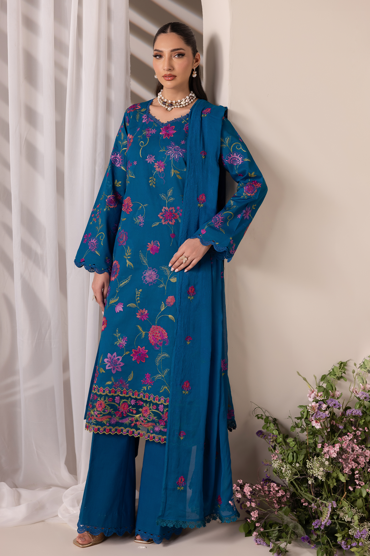 Rajbari | Premium Edition | Embroidered Chiffon Dopatta 11 - by Libayah - Registered Vendor of : Rajbari - 100% Original Designer Dress