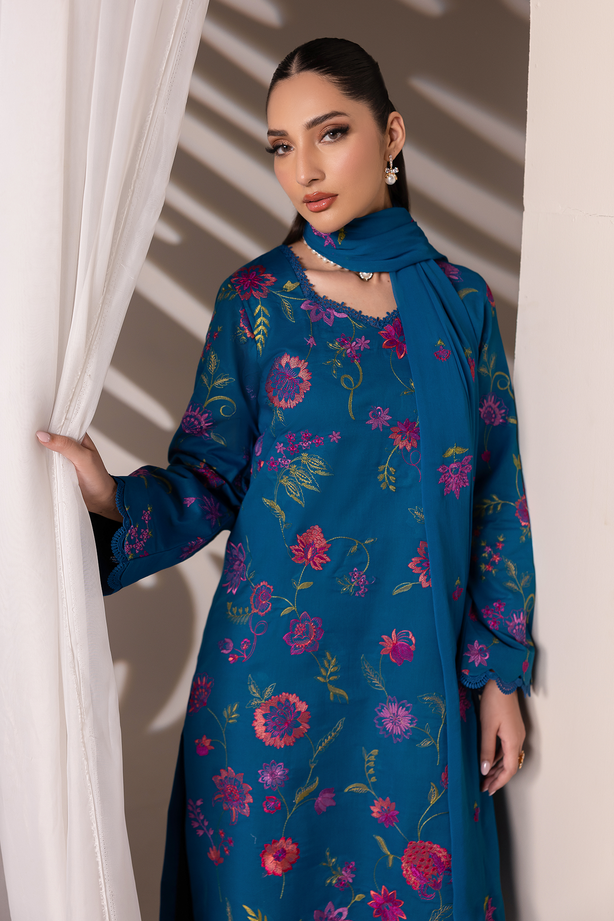 Rajbari | Premium Edition | Embroidered Chiffon Dopatta 11 - by Libayah - Registered Vendor of : Rajbari - 100% Original Designer Dress