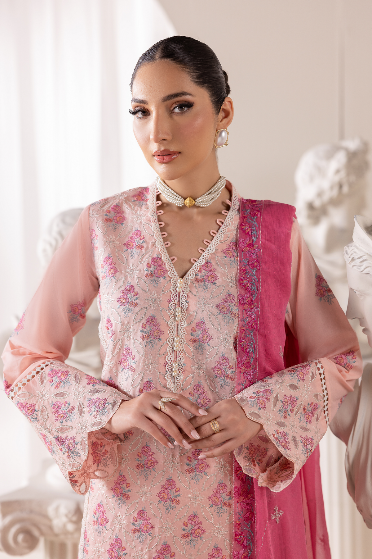 Rajbari | Premium Edition |Embroidered Chiffon Dopatta 02 - by Libayah - Registered Vendor of : Rajbari - 100% Original Designer Dress