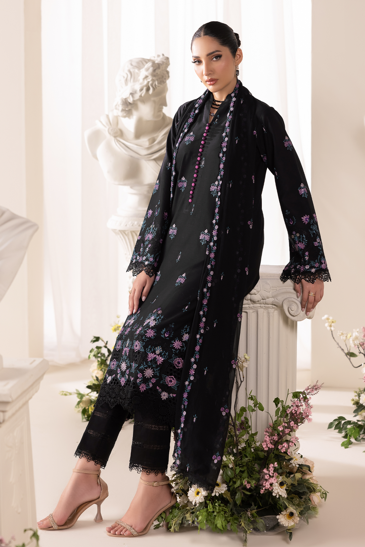 Rajbari | Premium Edition | Embroidered Chiffon Dopatta 01 - by Libayah - Registered Vendor of : Rajbari - 100% Original Designer Dress