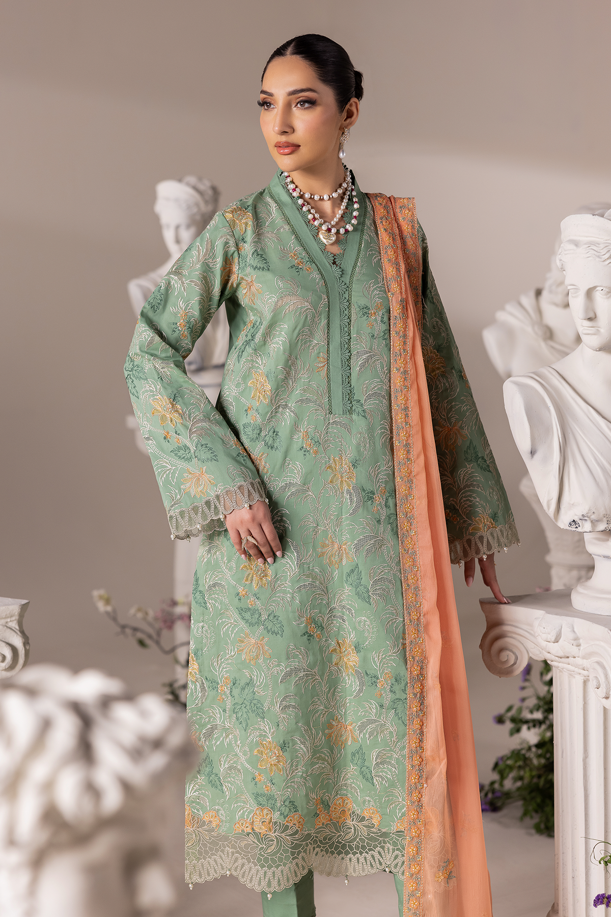 Rajbari | Premium Edition | Embroidered Chiffon Dopatta 06 - by Libayah - Registered Vendor of : Rajbari - 100% Original Designer Dress