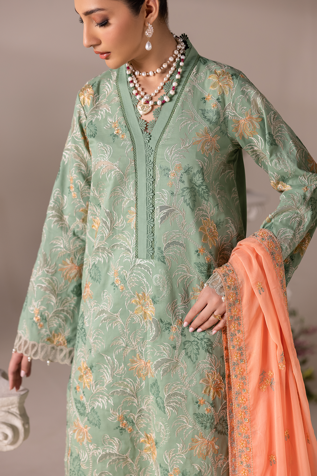 Rajbari | Premium Edition | Embroidered Chiffon Dopatta 06 - by Libayah - Registered Vendor of : Rajbari - 100% Original Designer Dress