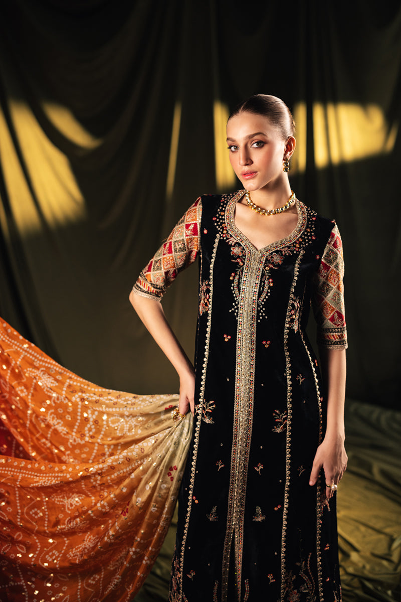 Qalamkar | Velvet Edit | BK-06 ZOLA by Qalamkar - Designer Dress - Type: Ladies Clothes - Available at Libayah - 100% Original