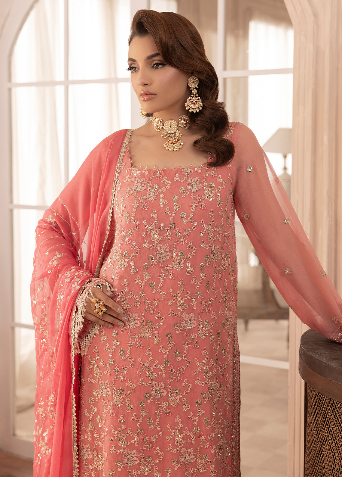 Sahane | Elyssa Festive Chiffon | CT-19003 Rosa - ELYSSA by Sahane - Designer Dress - Type: Ladies Clothes - Available at Libayah - 100% Original