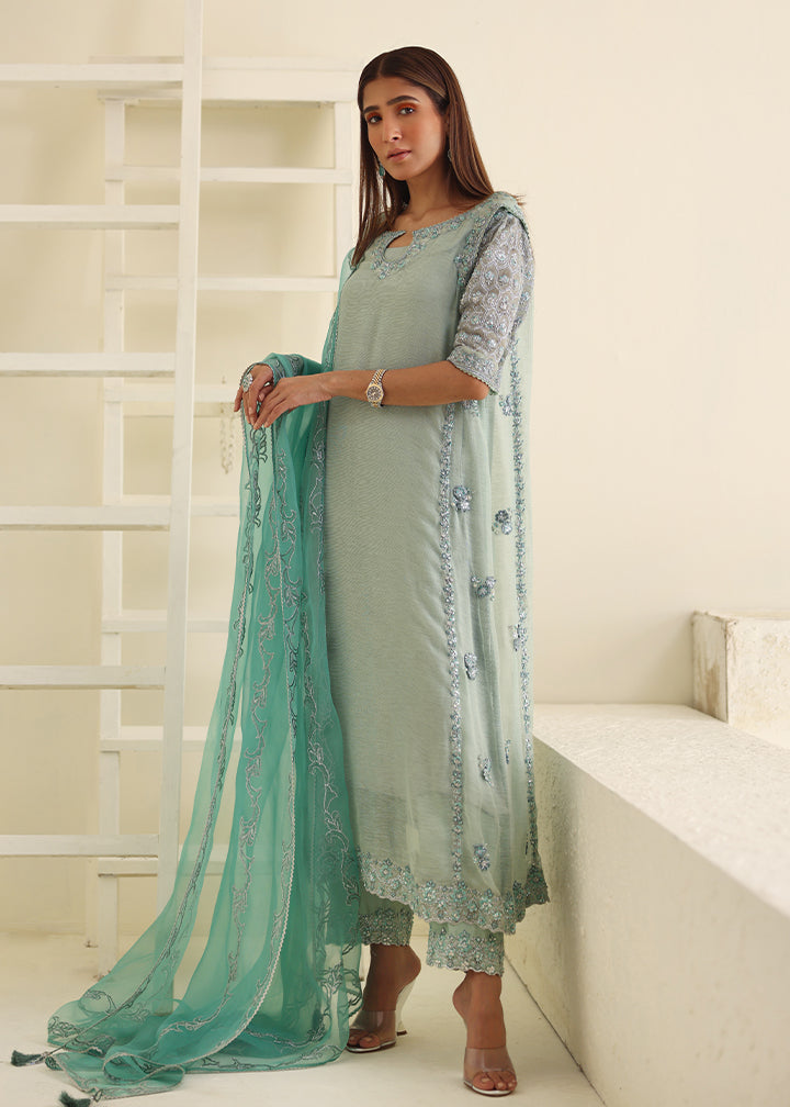 Umsha | Luxury Pret | MISTY SKY BLUE by Umsha - Designer Dress - Type: Ladies Clothes - Available at Libayah - 100% Original