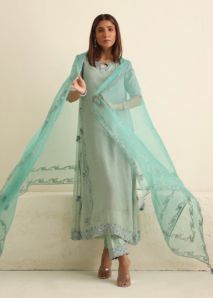 Umsha | Luxury Pret | MISTY SKY BLUE by Umsha - Designer Dress - Type: Ladies Clothes - Available at Libayah - 100% Original