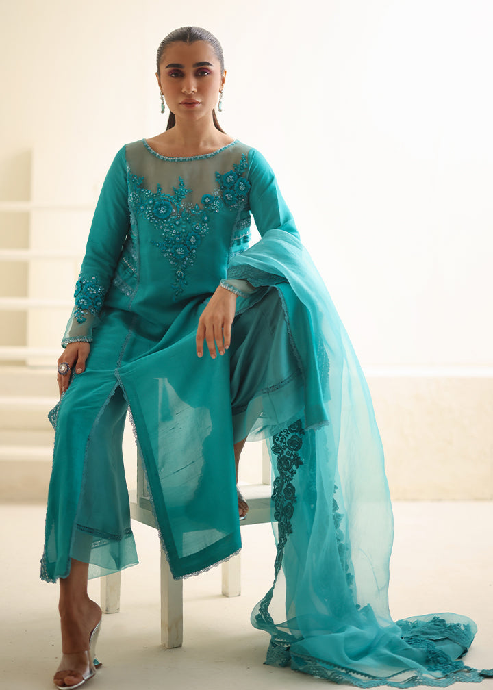 Umsha | Luxury Pret | CARIBBEAN TURQUOISE by Umsha - Designer Dress - Type: Ladies Clothes - Available at Libayah - 100% Original