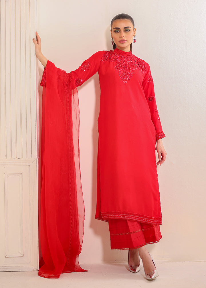 Umsha | Luxury Pret | RAVISIHING SCARLET by Umsha - Designer Dress - Type: Ladies Clothes - Available at Libayah - 100% Original
