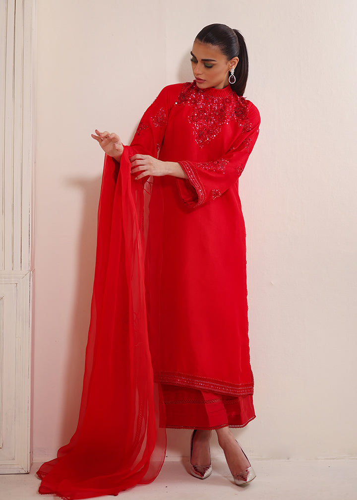 Umsha | Luxury Pret | RAVISIHING SCARLET by Umsha - Designer Dress - Type: Ladies Clothes - Available at Libayah - 100% Original
