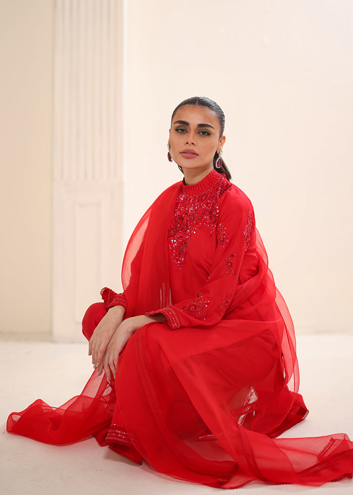Umsha | Luxury Pret | RAVISIHING SCARLET by Umsha - Designer Dress - Type: Ladies Clothes - Available at Libayah - 100% Original