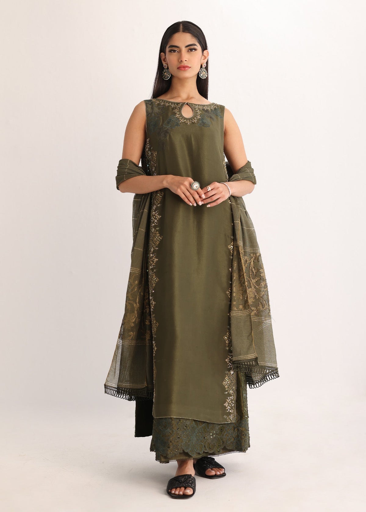 Umsha | Luxury Pret | ANTIQUE OLIVE by Umsha - Designer Dress - Type: Ladies Clothes - Available at Libayah - 100% Original