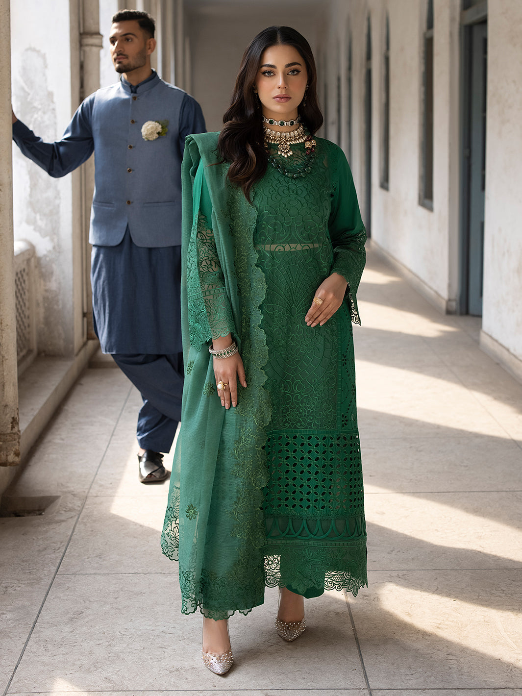 Mahnur | Mahrukh Luxury Lawn 24 | EMERALD by Mahnur - Designer Dress - Type: Ladies Clothes - Available at Libayah - 100% Original