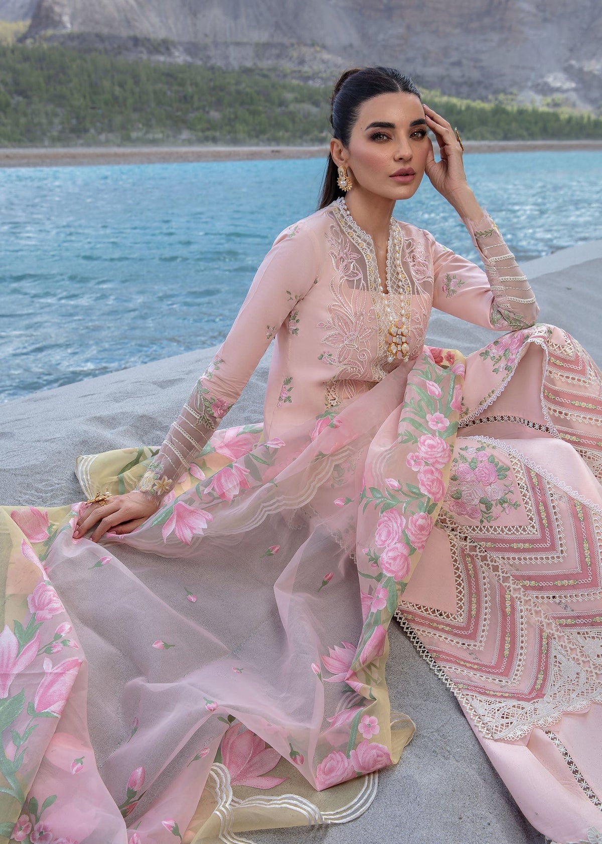 Crimson | Lawn 2024 | Forget Me Not - Sorbet Pink by Crimson - Designer Dress - Type: Ladies Clothes - Available at Libayah - 100% Original