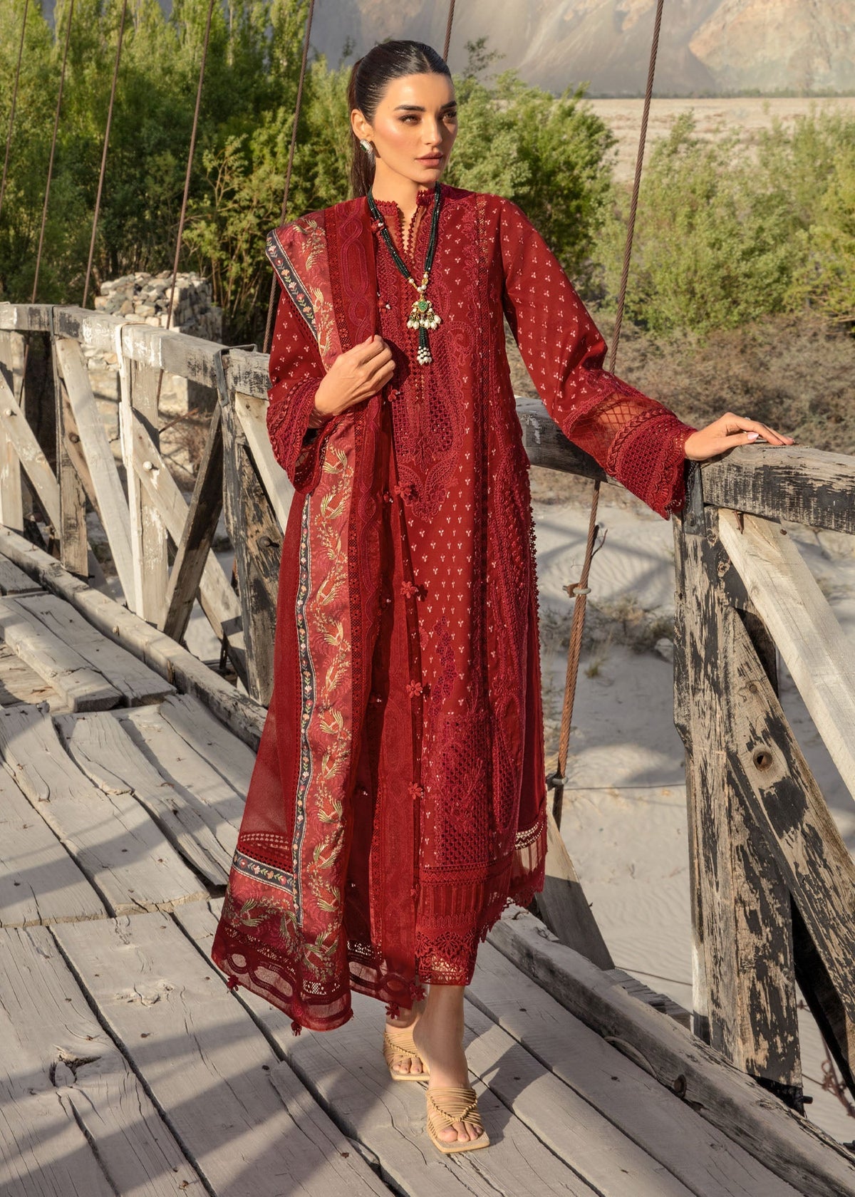 Crimson | Lawn 2024 | Dancing Paisleys - Ruby by Crimson - Designer Dress - Type: Ladies Clothes - Available at Libayah - 100% Original