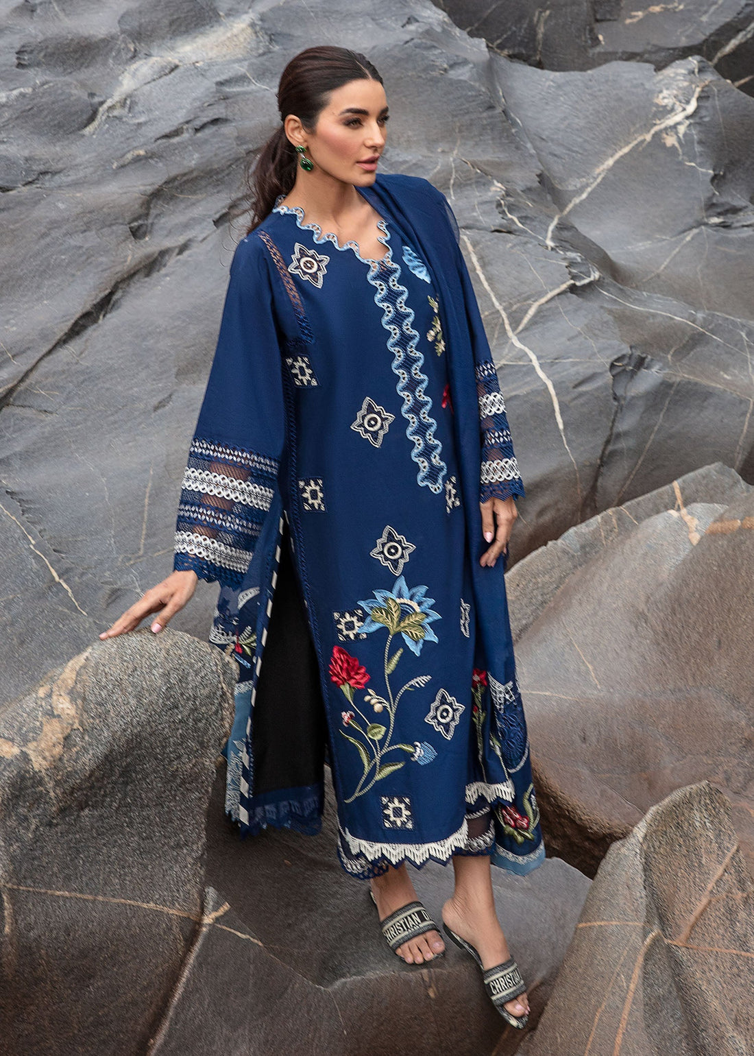 Crimson | Lawn 2024 | Into The Wild - Midnight Blue by Crimson - Designer Dress - Type: Ladies Clothes - Available at Libayah - 100% Original