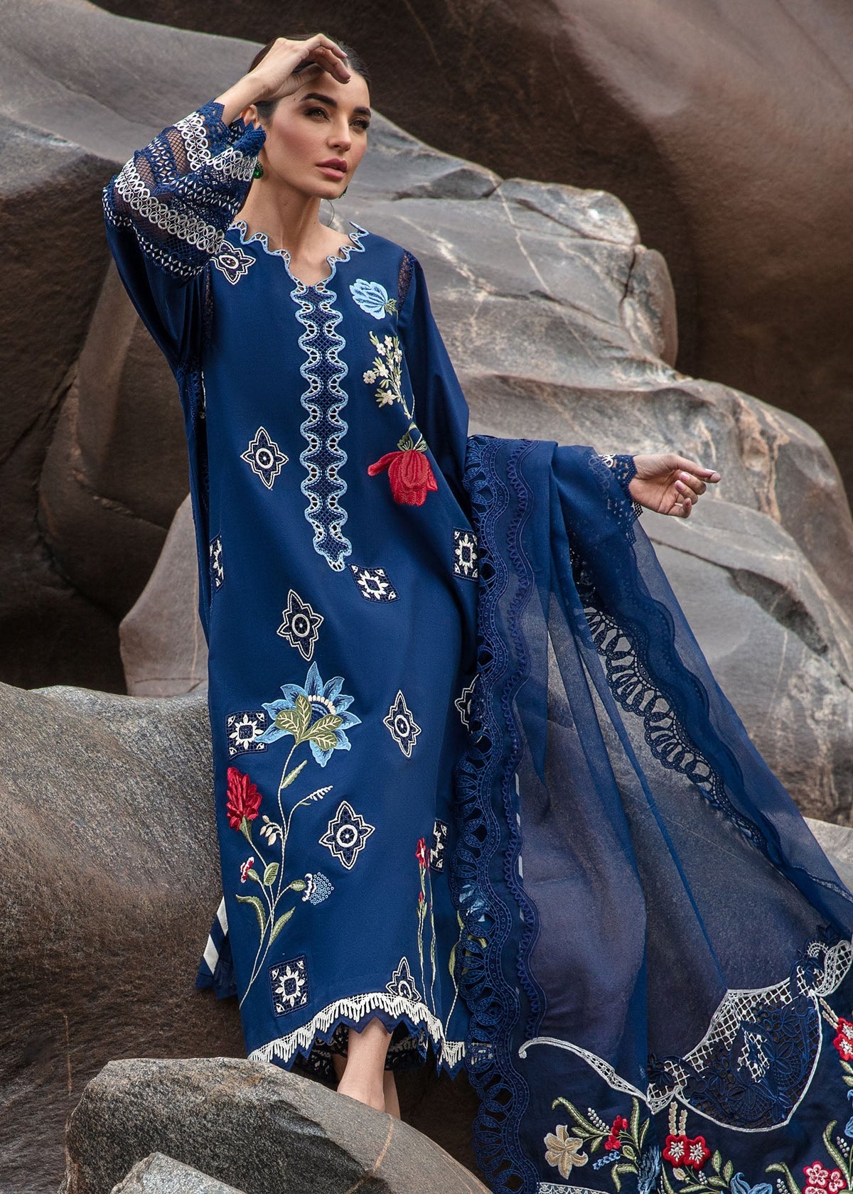 Crimson | Lawn 2024 | Into The Wild - Midnight Blue by Crimson - Designer Dress - Type: Ladies Clothes - Available at Libayah - 100% Original