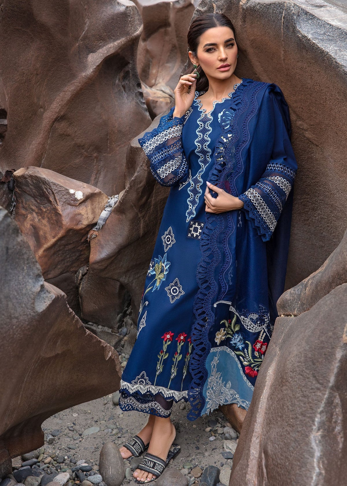 Crimson | Lawn 2024 | Into The Wild - Midnight Blue by Crimson - Designer Dress - Type: Ladies Clothes - Available at Libayah - 100% Original