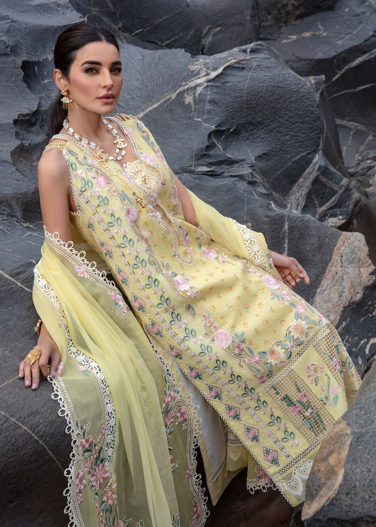 Crimson | Lawn 2024 | Believe In Her - Topaz Yellow by Crimson - Designer Dress - Type: Ladies Clothes - Available at Libayah - 100% Original