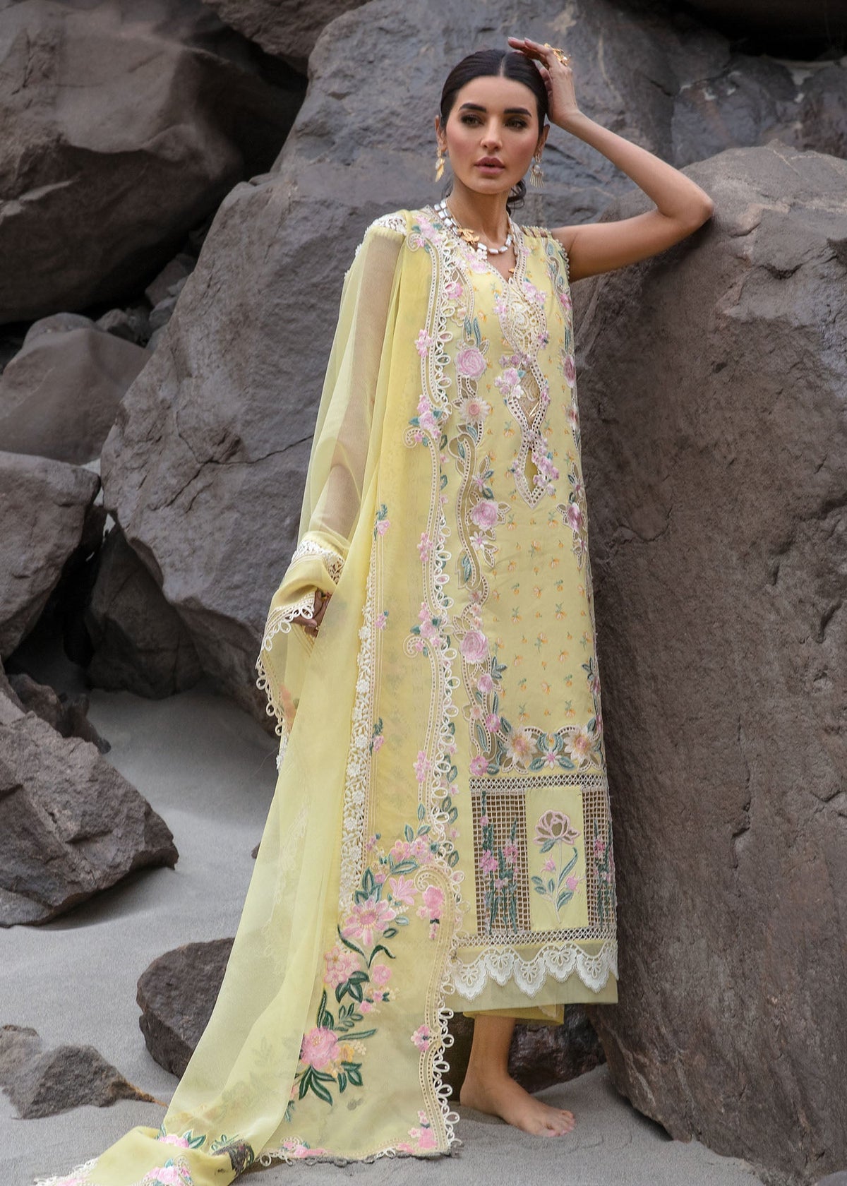 Crimson | Lawn 2024 | Believe In Her - Topaz Yellow by Crimson - Designer Dress - Type: Ladies Clothes - Available at Libayah - 100% Original
