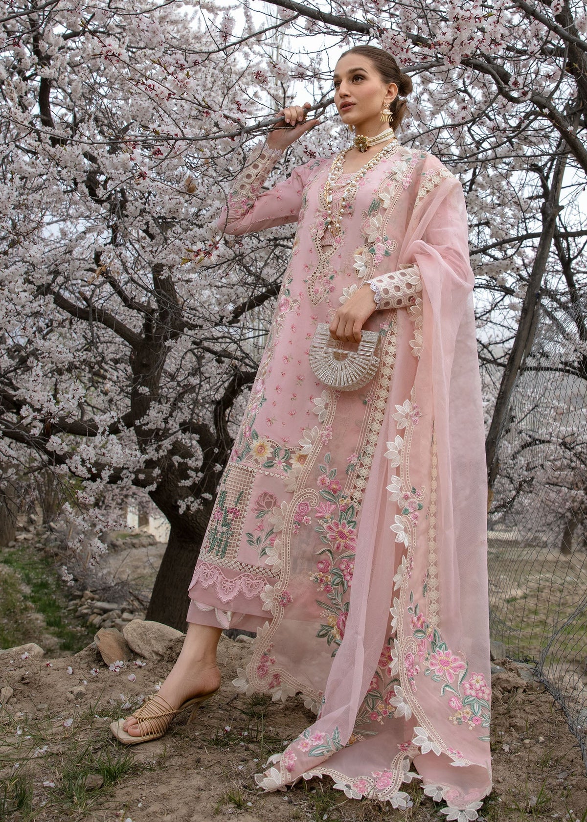 Crimson | Lawn 2024 | Believe In Her - Blush Pink by Crimson - Designer Dress - Type: Ladies Clothes - Available at Libayah - 100% Original