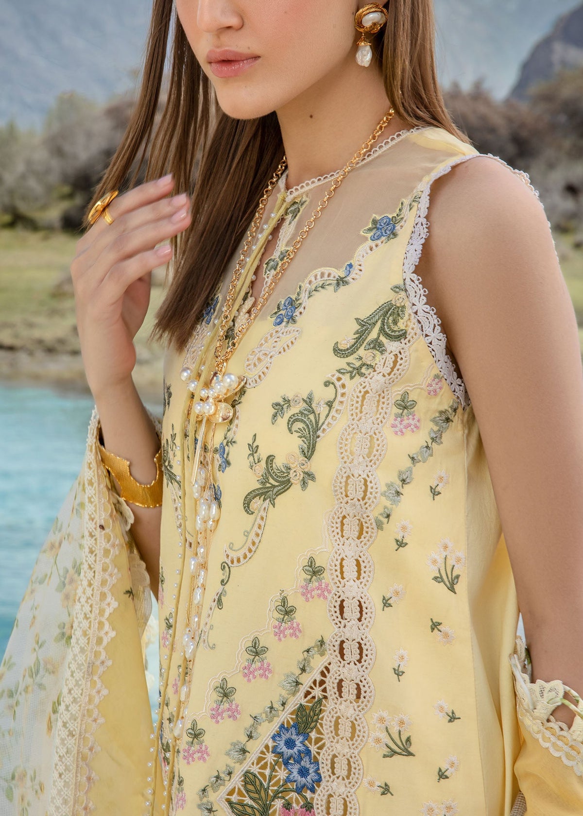 Crimson | Lawn 2024 | A French Brunch - Sunflower Yellow by Crimson - Designer Dress - Type: Ladies Clothes - Available at Libayah - 100% Original