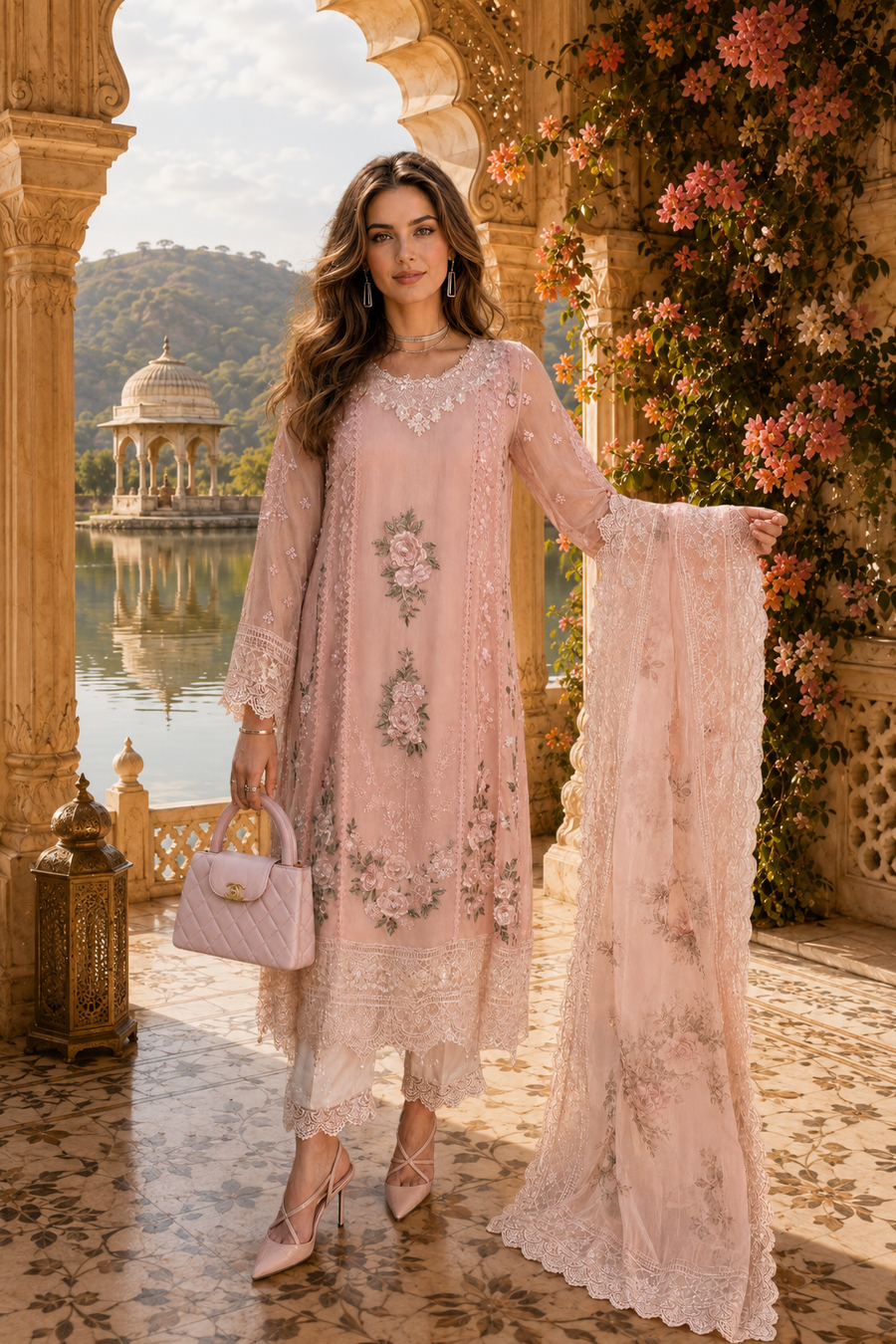 Saadia Asad | Nooriyah Luxury Chiffon | D2 - Satin Rose by Saadia Asad - Designer Dress  - Type : Ladies Clothes - Available at Libayah - 100% Original 