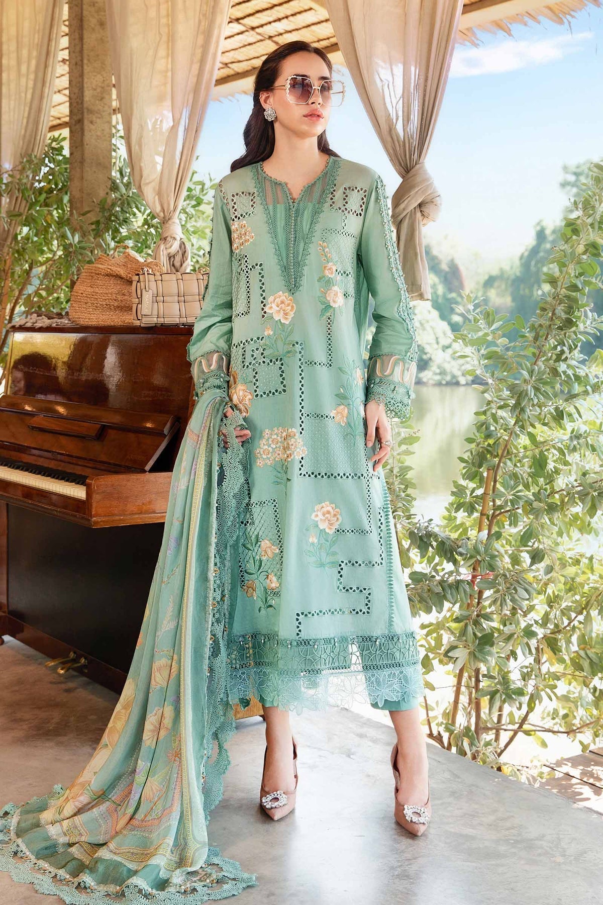 Maria B | M Prints 25 | MPT-2501-B by Maria B - Designer Dress - Type: Ladies Clothes - Available at Libayah - 100% Original