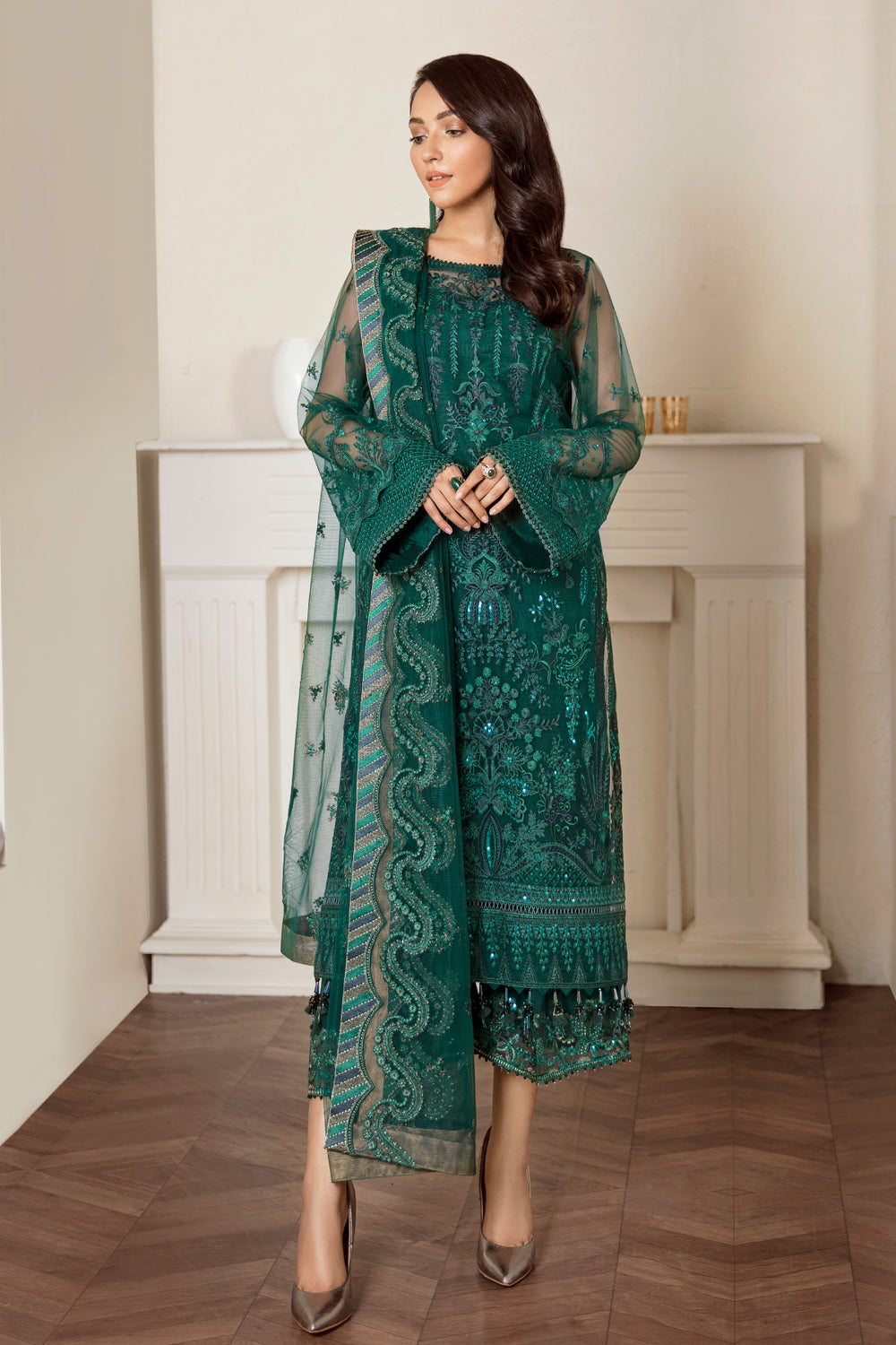 Baroque | Formals Collection | EMBROIDERED NET UF-33 by Baroque - Designer Dress  - Type : Ladies Clothes - Available at Libayah - 100% Original 