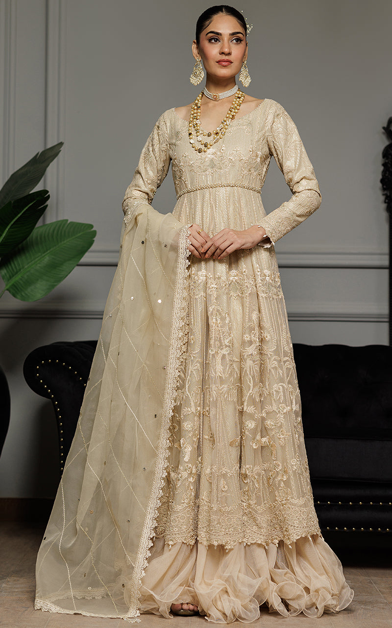 Threads and Motifs | Formal Dresses 25 | Net Embroidered Maxi by Threads and Motifs - Designer Dress  - Type : Ladies Clothes - Available at Libayah - 100% Original 