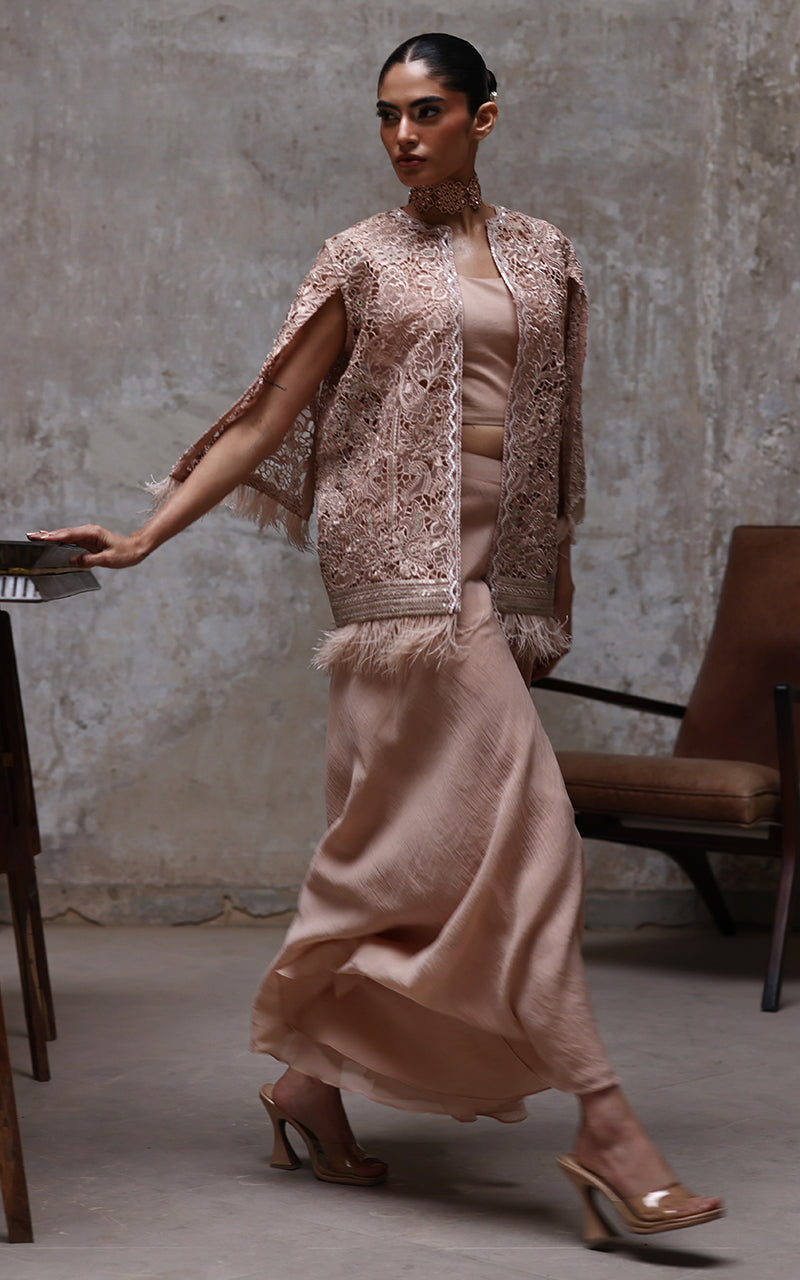 Threads and Motifs | Formal Dresses 25 | Organza Embroidered Jacket With Inner by Threads and Motifs - Designer Dress  - Type : Ladies Clothes - Available at Libayah - 100% Original 