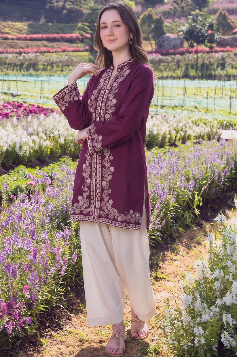 Saad Shaikh | Ease Fall Edit 26 | Prune by Saad Shaikh - Designer Dress  - Type : Ladies Clothes - Available at Libayah - 100% Original 