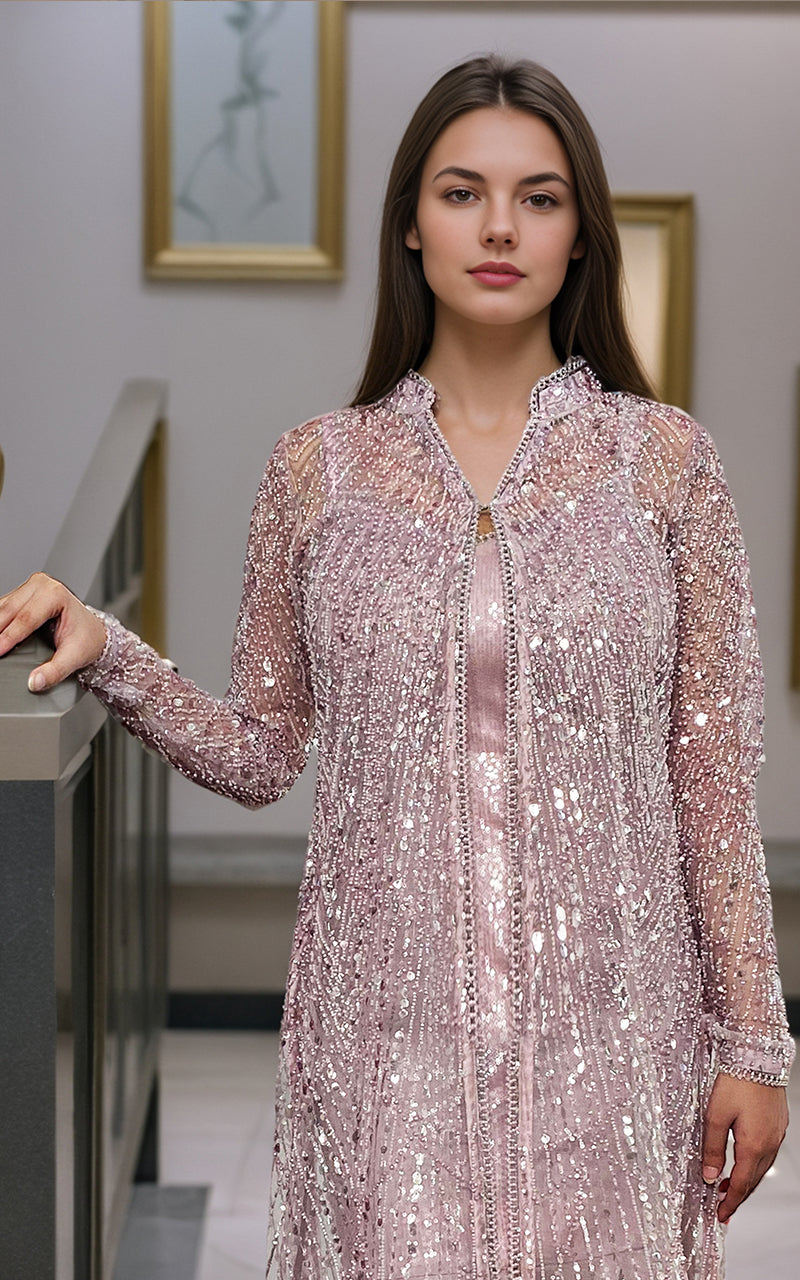 Threads and Motifs | Formal Dresses 25 | Net Embroidered Jacket With Maxi by Threads and Motifs - Designer Dress  - Type : Ladies Clothes - Available at Libayah - 100% Original 