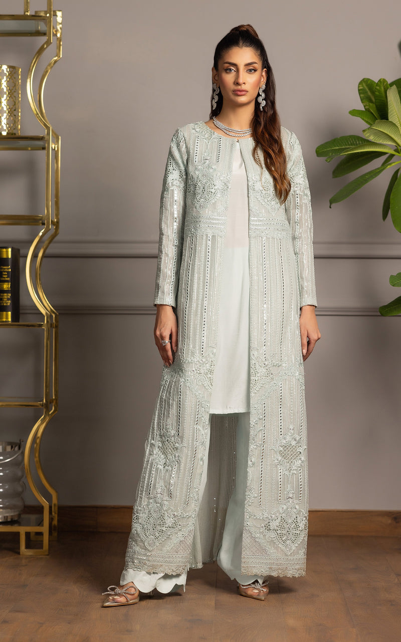 Threads and Motifs | Formal Dresses 25 | Organza Embroidered Jacket With Inner by Threads and Motifs - Designer Dress  - Type : Ladies Clothes - Available at Libayah - 100% Original 