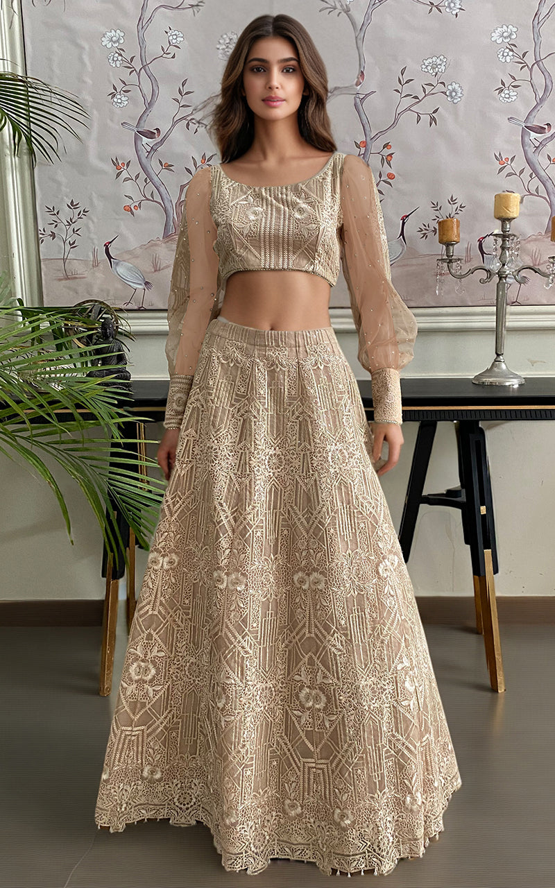 Threads and Motifs | Formal Dresses 25 | Organza Embroidered Blouse And Embroidered Lehenga by Threads and Motifs - Designer Dress  - Type : Ladies Clothes - Available at Libayah - 100% Original 