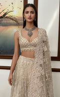 Threads and Motifs | Formal Dresses 25 | Net Embroidered Blouse With Embroidered Lehenga & Dupatta by Threads and Motifs - Designer Dress  - Type : Ladies Clothes - Available at Libayah - 100% Original 