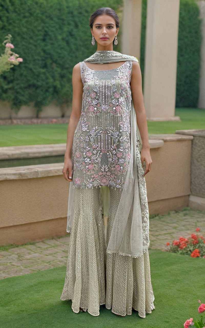 Threads and Motifs | Formal Dresses 25 | Organza Embroidered Shirt by Threads and Motifs - Designer Dress  - Type : Ladies Clothes - Available at Libayah - 100% Original 