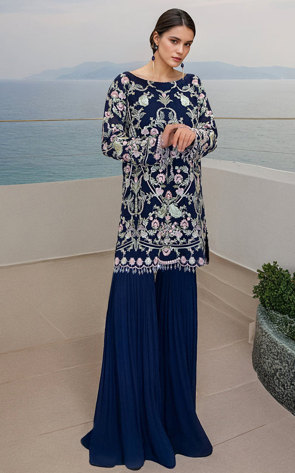 Threads and Motifs | Formal Dresses 25 | Chiffon Embroidered Shirt by Threads and Motifs - Designer Dress  - Type : Ladies Clothes - Available at Libayah - 100% Original 