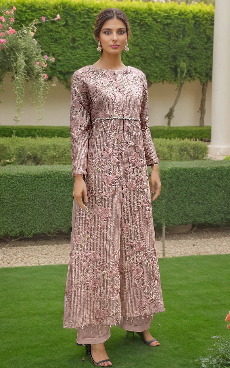 Threads and Motifs | Formal Dresses 25 | Net Embroidered Jacket With Trouser by Threads and Motifs - Designer Dress  - Type : Ladies Clothes - Available at Libayah - 100% Original 