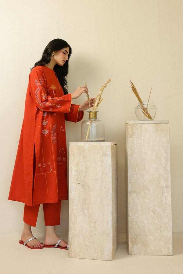Sahar | Pre Essential Emb Edit | Burnt Citrus by Sahar - Designer Dress  - Type : Ladies Clothes - Available at Libayah - 100% Original 