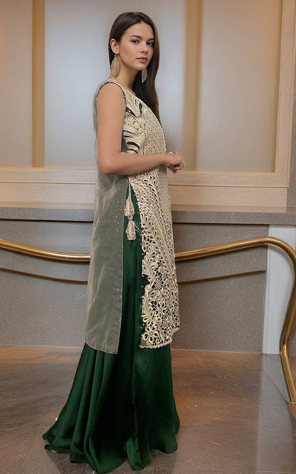 Threads and Motifs | Formal Dresses 25 | Embroidered Jacket With Skirt by Threads and Motifs - Designer Dress  - Type : Ladies Clothes - Available at Libayah - 100% Original 