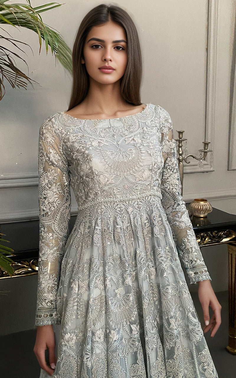 Threads and Motifs | Formal Dresses 25 | Net Embroidered Maxi by Threads and Motifs - Designer Dress  - Type : Ladies Clothes - Available at Libayah - 100% Original 