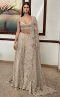 Threads and Motifs | Formal Dresses 25 | Net Embroidered Blouse With Embroidered Lehenga & Dupatta by Threads and Motifs - Designer Dress  - Type : Ladies Clothes - Available at Libayah - 100% Original 
