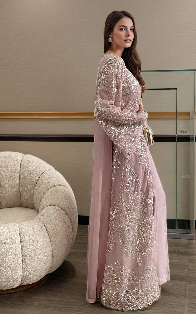 Threads and Motifs | Formal Dresses 25 | Net Embroidered Jacket by Threads and Motifs - Designer Dress  - Type : Ladies Clothes - Available at Libayah - 100% Original 