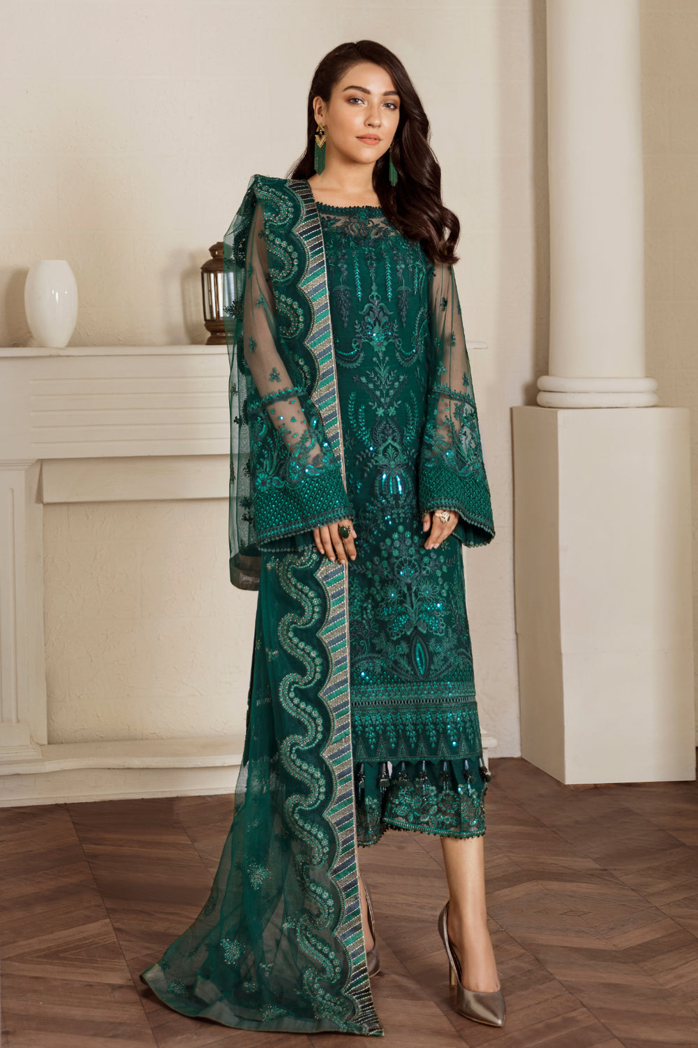 Baroque | Formals Collection | EMBROIDERED NET UF-33 by Baroque - Designer Dress  - Type : Ladies Clothes - Available at Libayah - 100% Original 