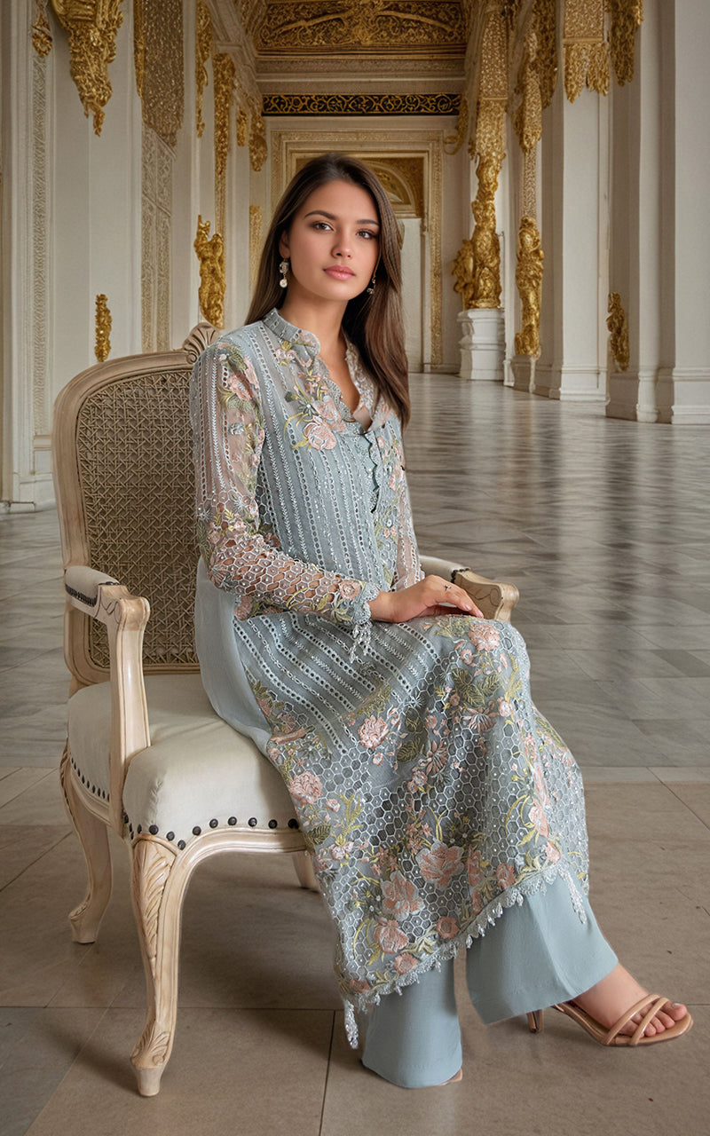 Threads and Motifs | Formal Dresses 25 | Organza Embroidered Front Open Jacket by Threads and Motifs - Designer Dress  - Type : Ladies Clothes - Available at Libayah - 100% Original 