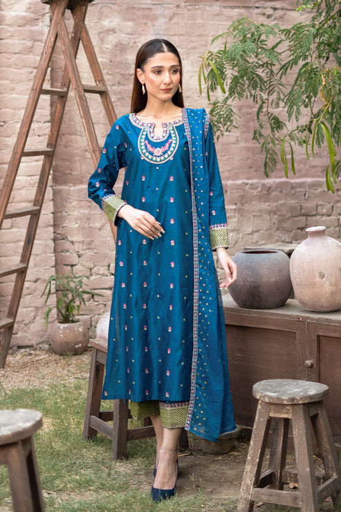 Kross Kulture | Luxury Baharaneh | Sumara (Teal) KLX-00921 by Kross Kulture - Designer Dress - Type: Ladies Clothes - Available at Libayah - 100% Original