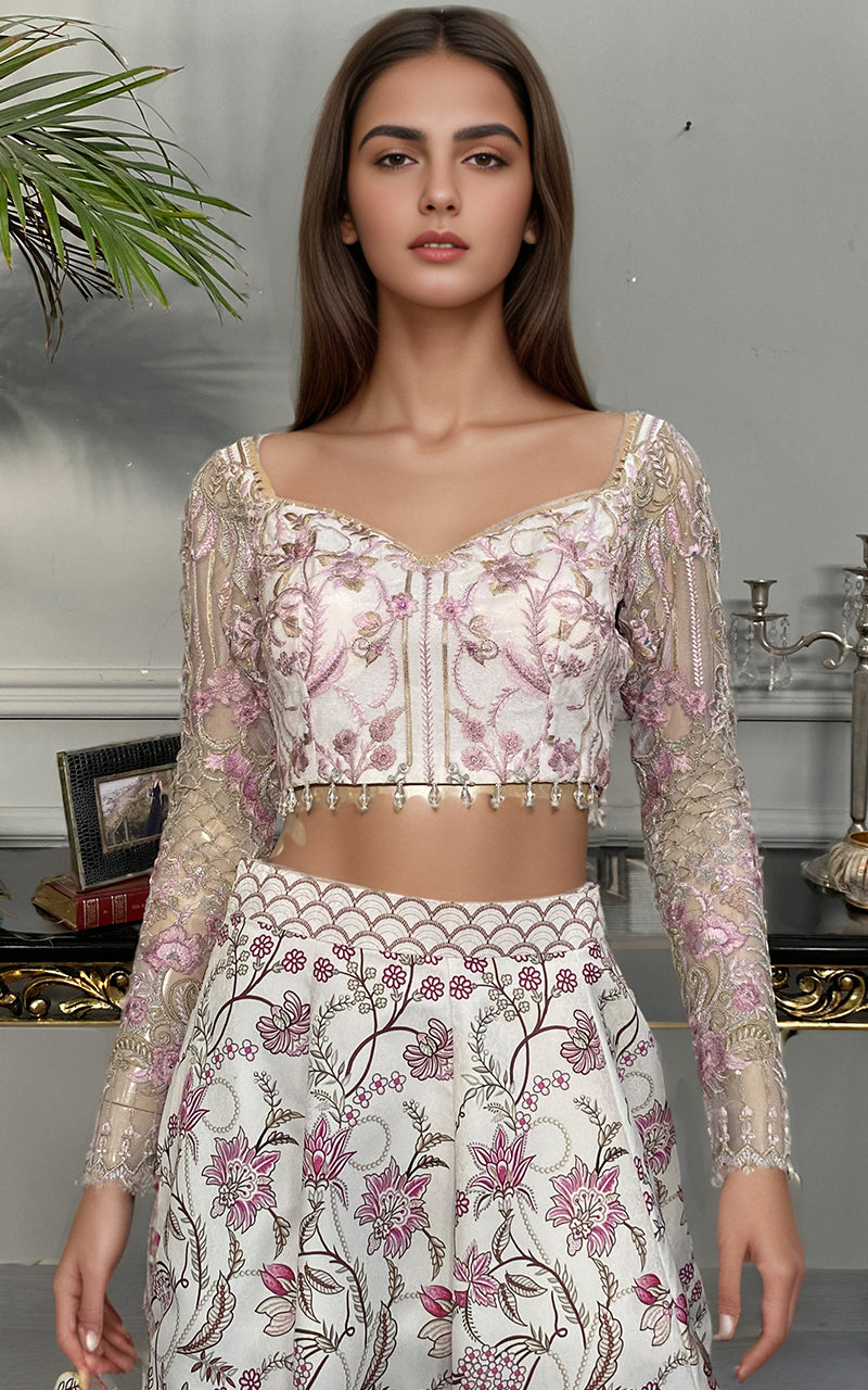 Threads and Motifs | Formal Dresses 25 | Embroidered Blouse With Printed Lehenga And Dupatta by Threads and Motifs - Designer Dress  - Type : Ladies Clothes - Available at Libayah - 100% Original 