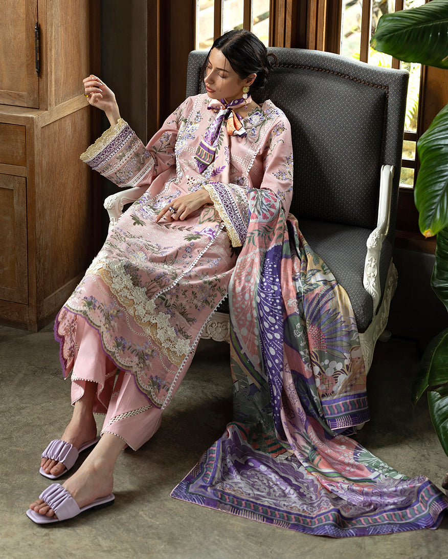 Esmel | Mon Tresor Luxe Lawn 26 | Rosy by Esmel - Designer Dress - Type : Luxury Dress - Available at Libayah - 100% Original