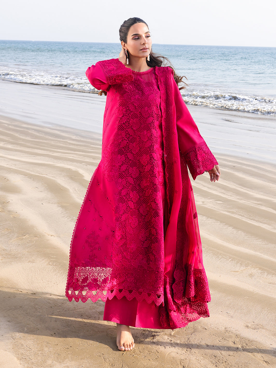 Faiza Faisal | Marine Luxury Lawn 25 | AROHA by Lawn - Designer Dress - Type: Ladies Clothes - Available at Libayah - 100% Original